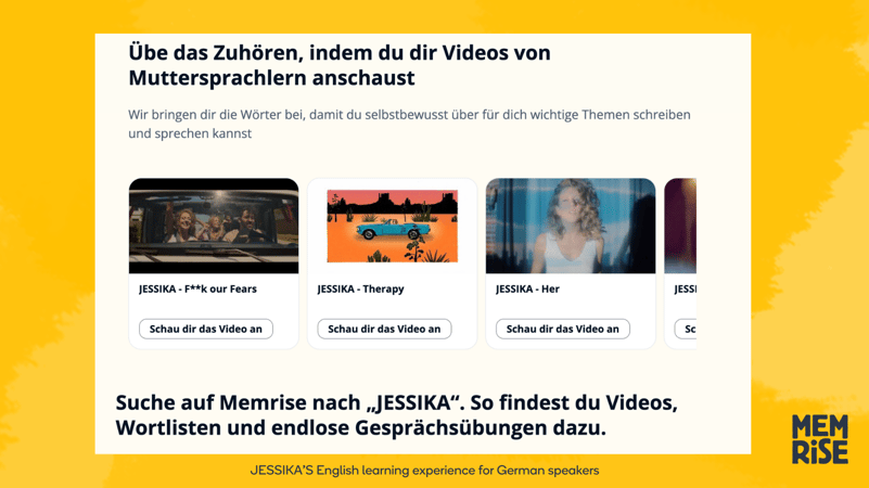 Preview of JESSIKA'S German landing page on Memrise