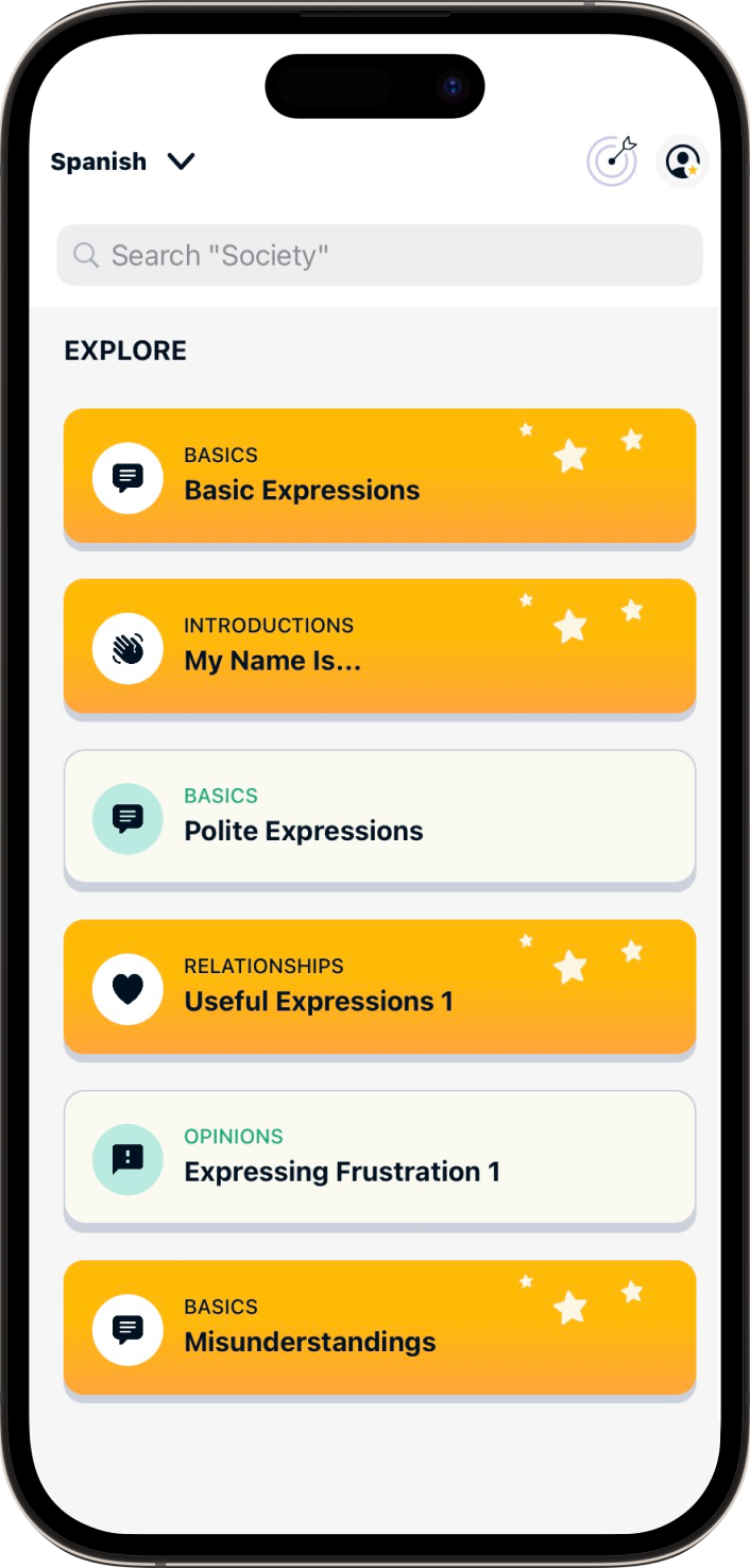 2. Choose conversations you want to master and start learning.